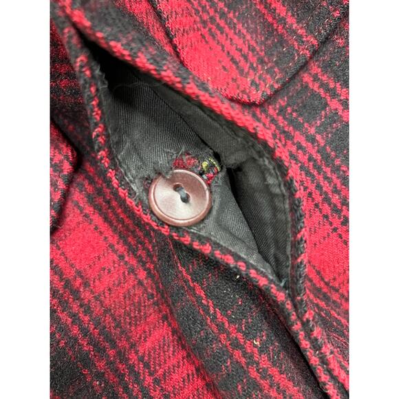 True Vintage 40s 50s Woolrich 501 Mackinaw Hunting Jacket Red Black Plaid Talon - Picture 16 of 16